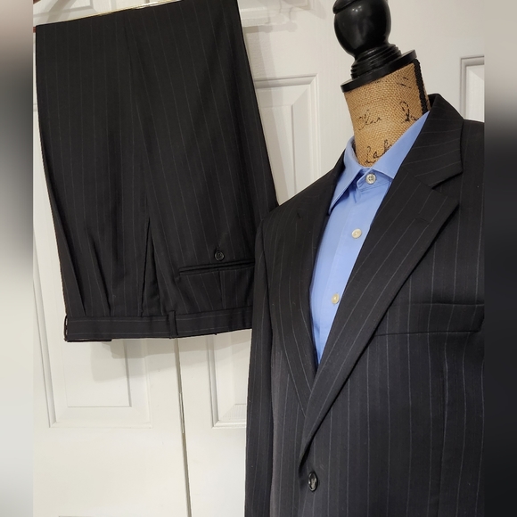 Jack Victor Suit Red Grey Pin striped suit pants 38R Men's Suit jacket 43R - Picture 9 of 11